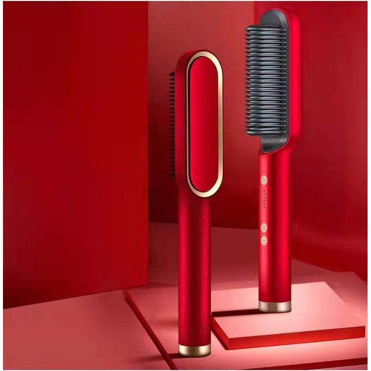 Hair Straightener Brush Heated Ceramic Flat Iron and Temperature Control