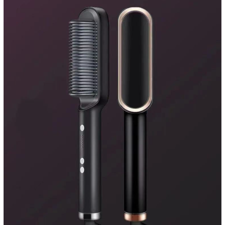 Hair Straightener Brush Heated Ceramic Flat Iron and Temperature Control