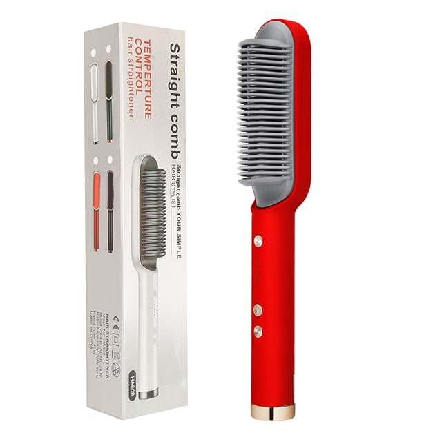 Hair Straightener Brush Heated Ceramic Flat Iron and Temperature Control