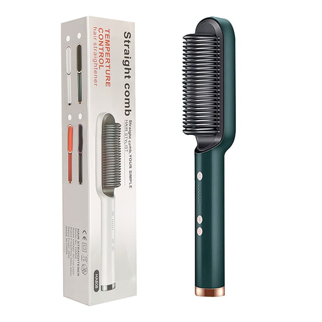 Hair Straightener Brush Heated Ceramic Flat Iron and Temperature Control
