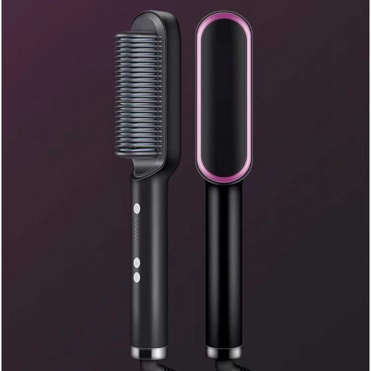 Hair Straightener Brush Heated Ceramic Flat Iron and Temperature Control