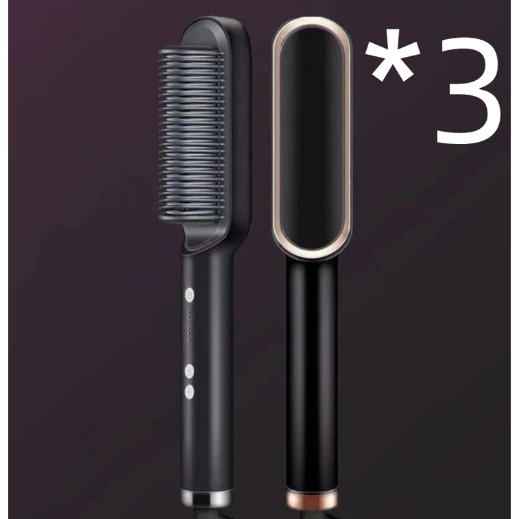 Hair Straightener Brush Heated Ceramic Flat Iron and Temperature Control
