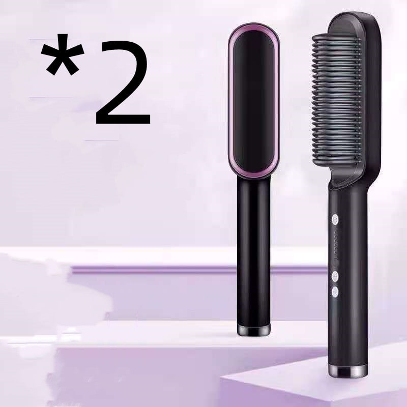 Hair Straightener Brush Heated Ceramic Flat Iron and Temperature Control