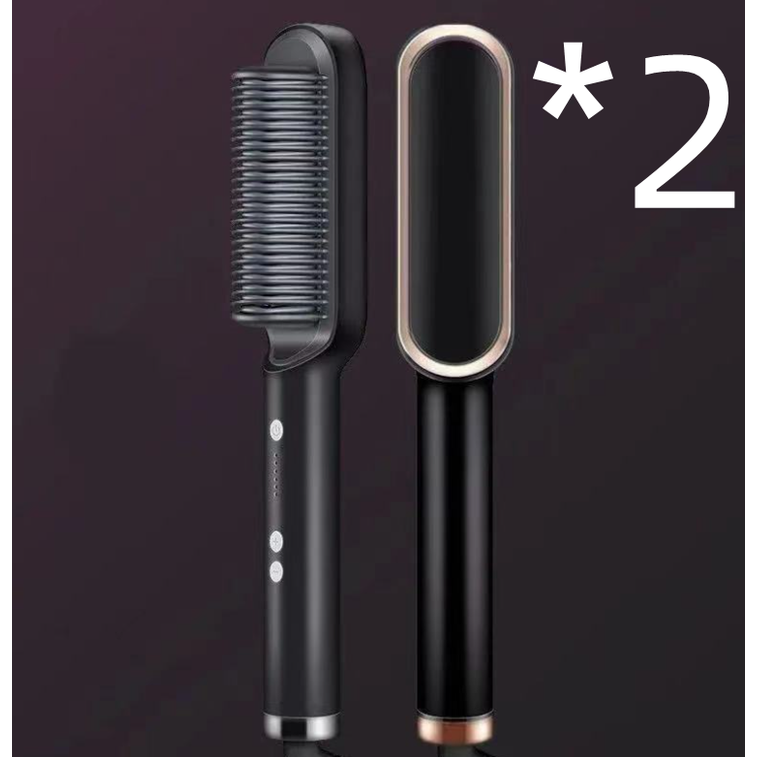 Hair Straightener Brush Heated Ceramic Flat Iron and Temperature Control