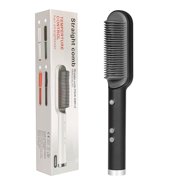 Hair Straightener Brush Heated Ceramic Flat Iron and Temperature Control