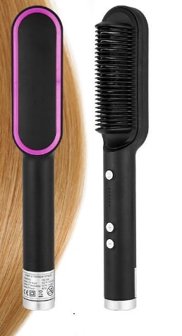Hair Straightener Brush Heated Ceramic Flat Iron and Temperature Control
