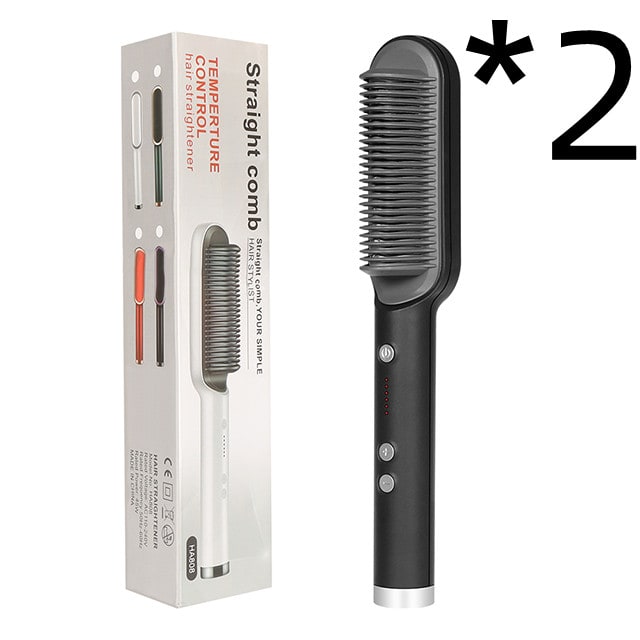 Hair Straightener Brush Heated Ceramic Flat Iron and Temperature Control