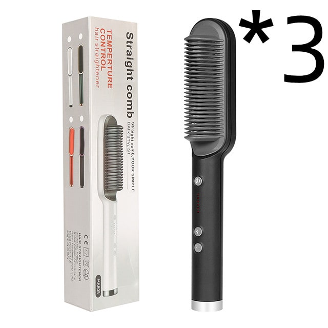 Hair Straightener Brush Heated Ceramic Flat Iron and Temperature Control