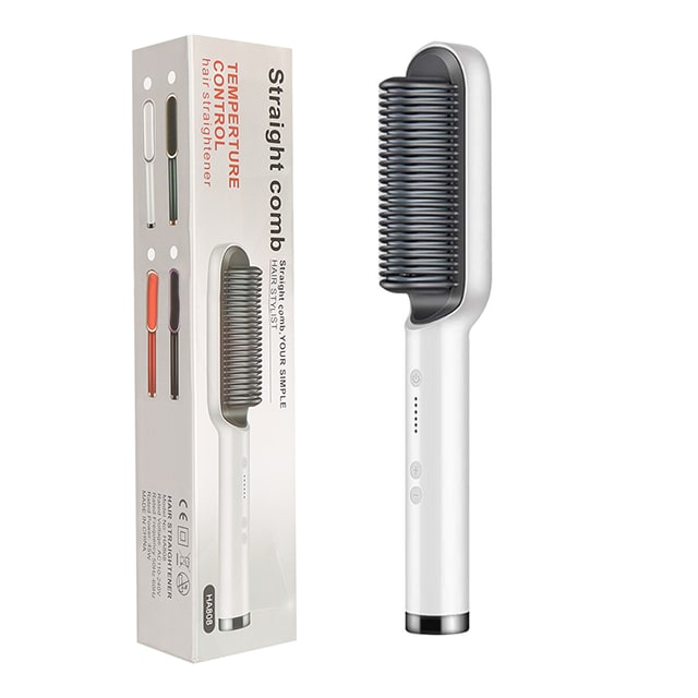 Hair Straightener Brush Heated Ceramic Flat Iron and Temperature Control