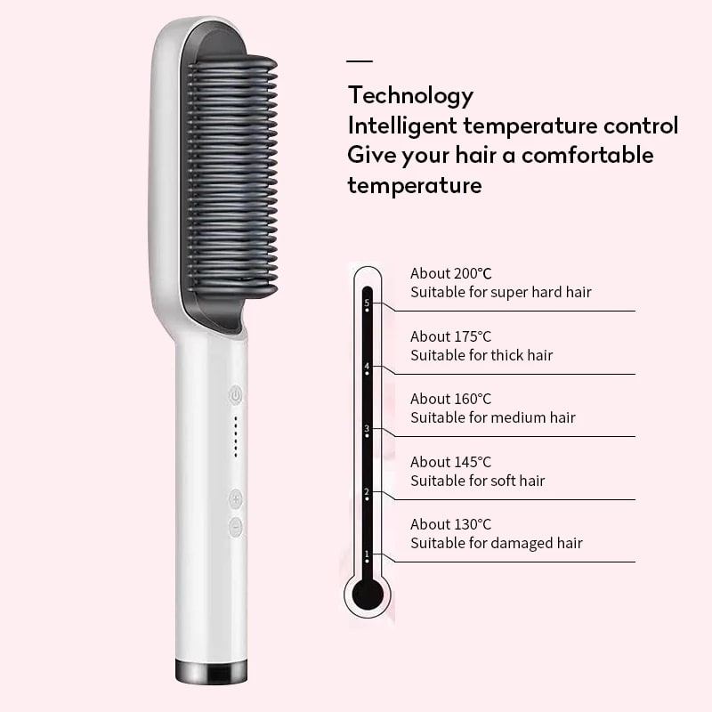 Hair Straightener Brush Heated Ceramic Flat Iron and Temperature Control