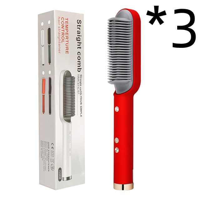Hair Straightener Brush Heated Ceramic Flat Iron and Temperature Control