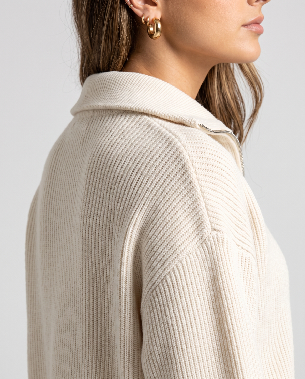 Half-Zip Loungewear Set – Ribbed Knit Pullover & Wide-Leg Pants | Odile