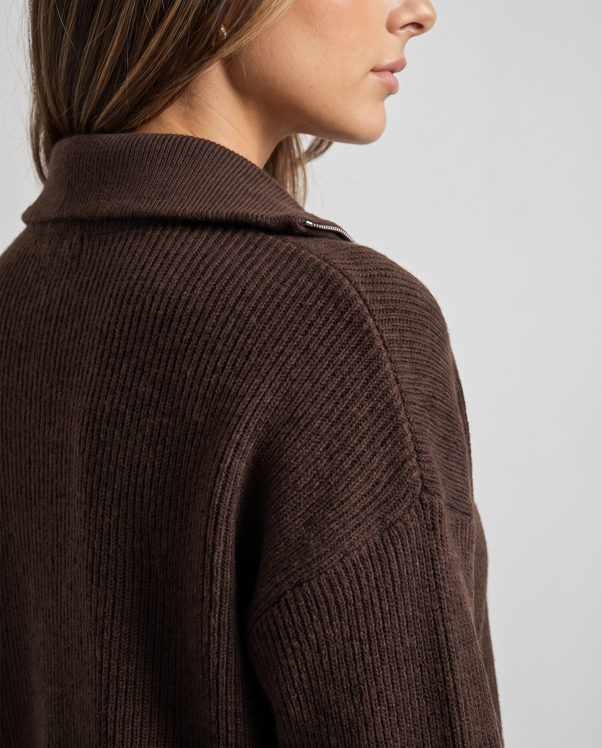 Half-Zip Loungewear Set – Ribbed Knit Pullover & Wide-Leg Pants | Odile