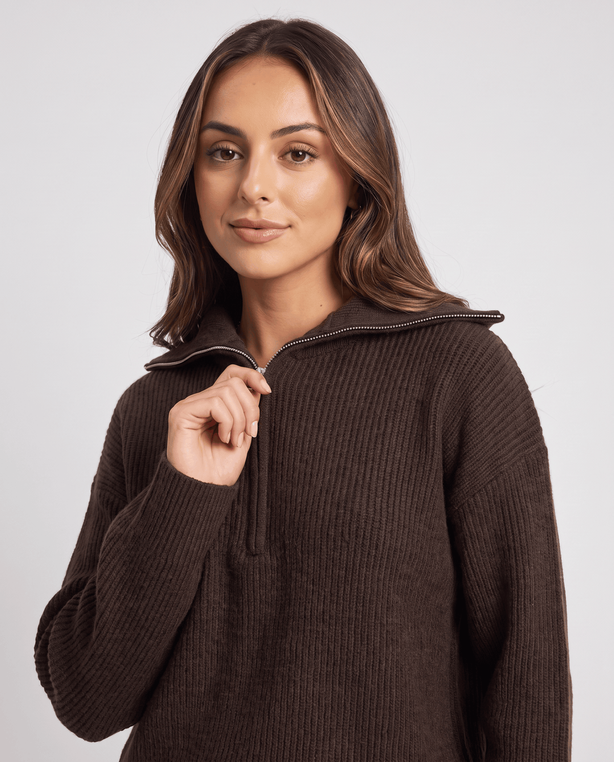 Half-Zip Loungewear Set – Ribbed Knit Pullover & Wide-Leg Pants | Odile