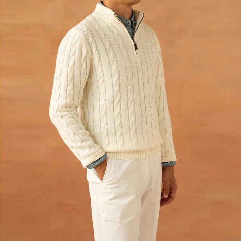 Half-Zip Mock Neck Sweater for Men