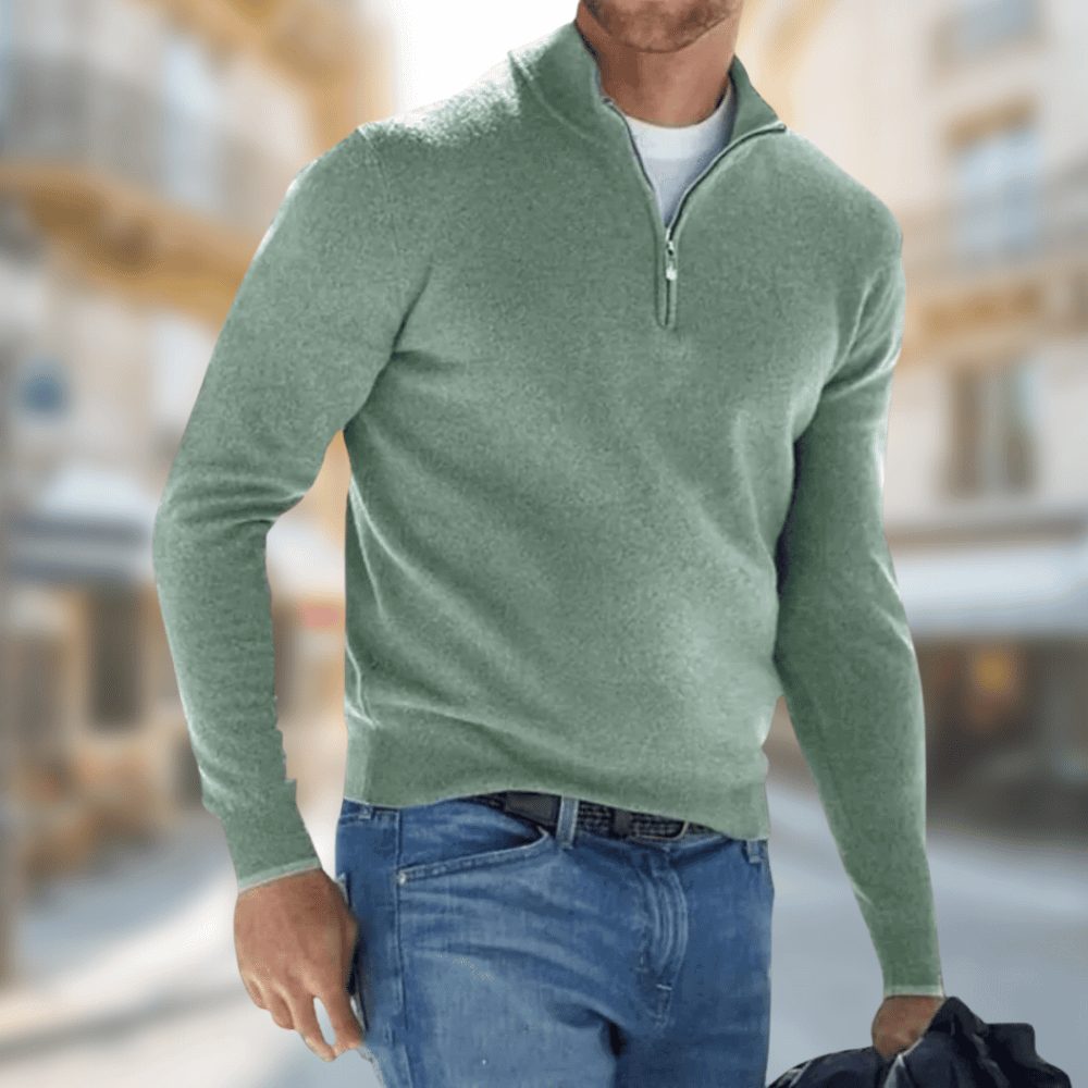 Half-Zip Stand Collar Pullover for Men