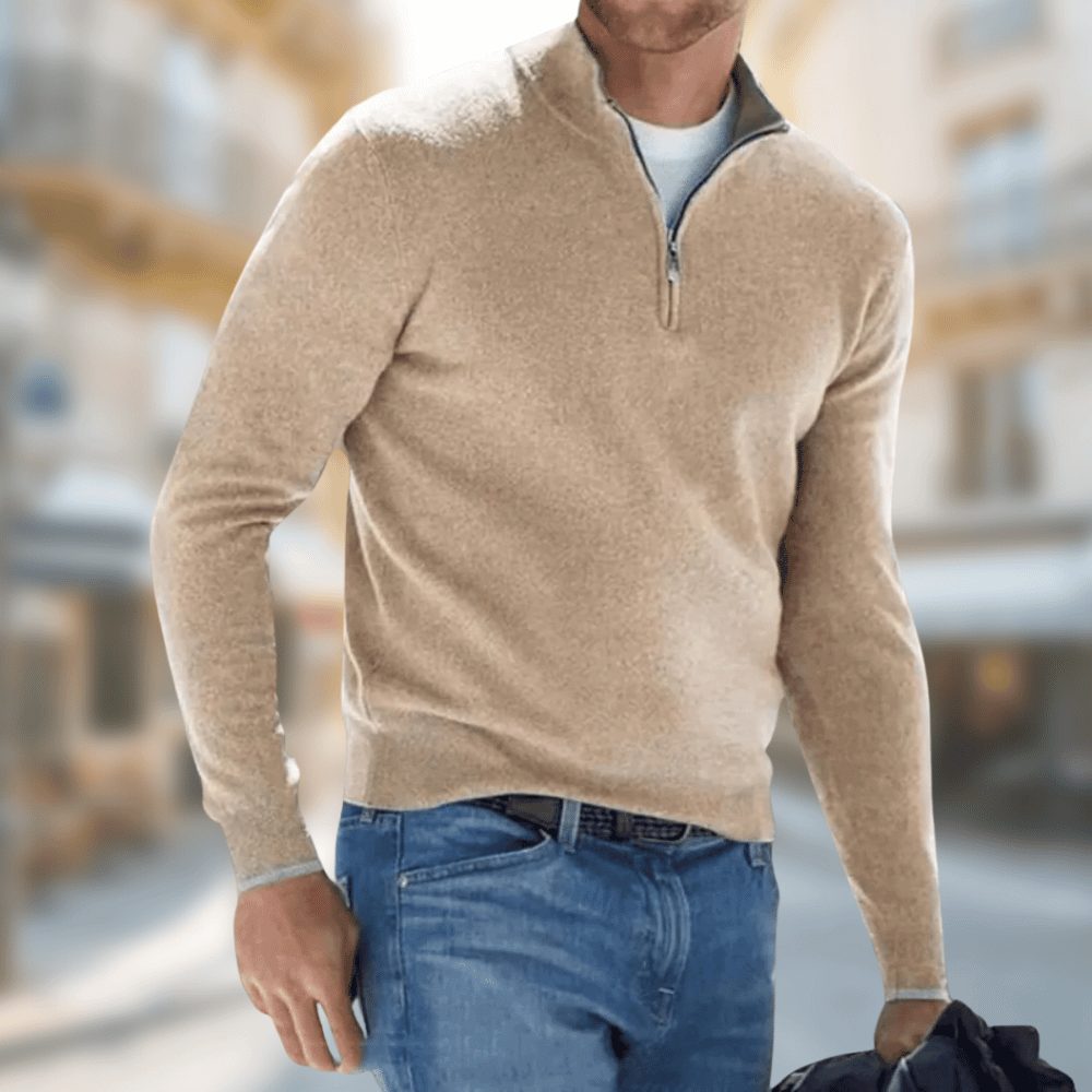 Half-Zip Stand Collar Pullover for Men