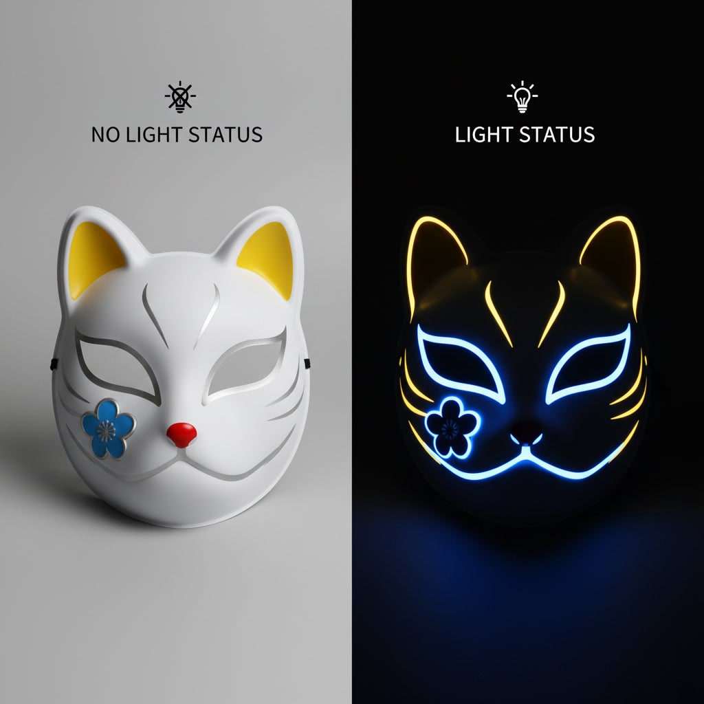 Halloween Anime Cosplay Costume Set with Layered Bob and Light-Up Fox