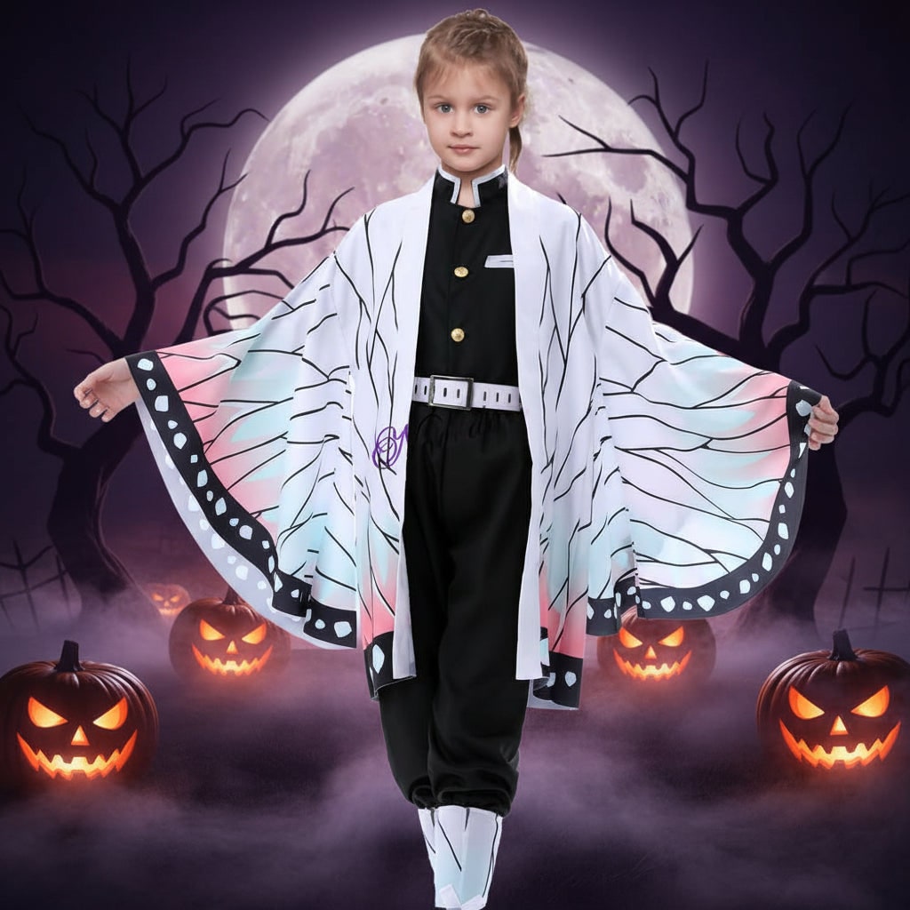 Halloween Anime Cosplay Costume with Butterfly Kimono Jacket and Accessories Set