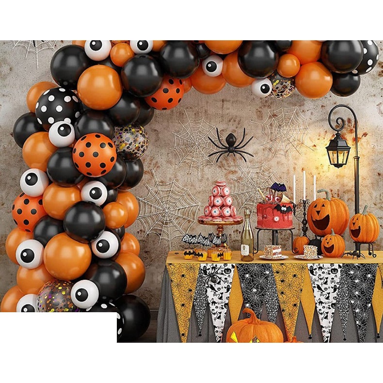 Halloween Balloon Arch Kit with Garland Foil and Eyeball Decorations Reusable