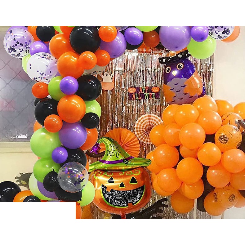 Halloween Balloon Arch Kit with Garland Foil and Eyeball Decorations Reusable