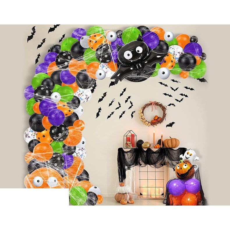 Halloween Balloon Arch Kit with Garland Foil and Eyeball Decorations Reusable
