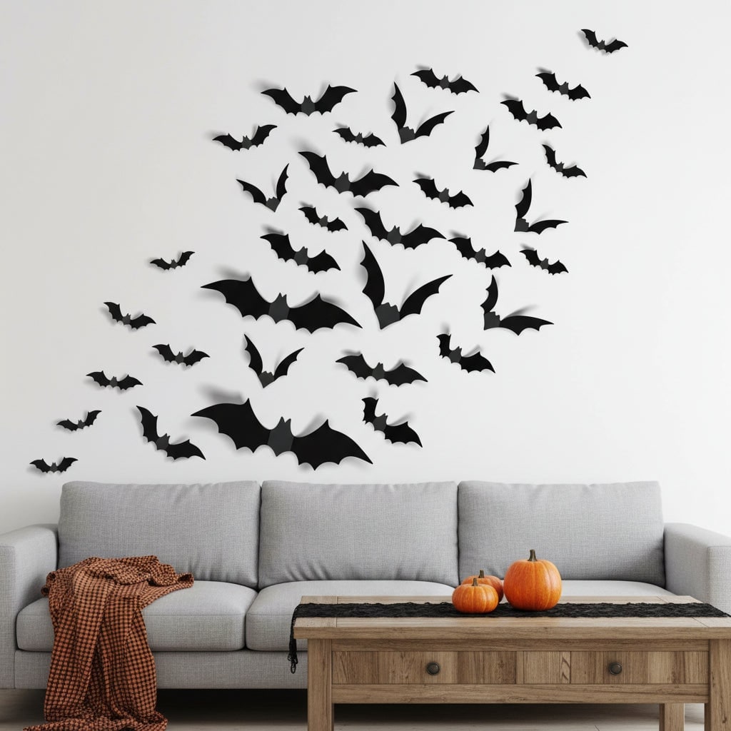 Halloween Bat Wall Decals with 3D Foldable Wings Custom Vinyl Art Stickers for Party Decoration