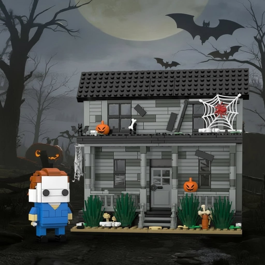 Halloween Building Blocks Haunted House Toy Set Magnetic Pieces for Wooden Play