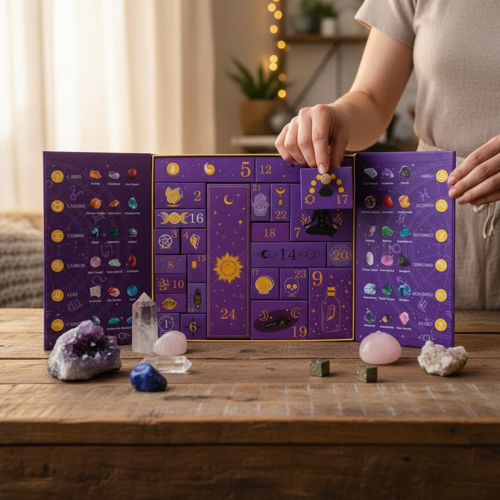 Halloween Crystal Advent Calendar with Gemstones and Zodiac Decorations