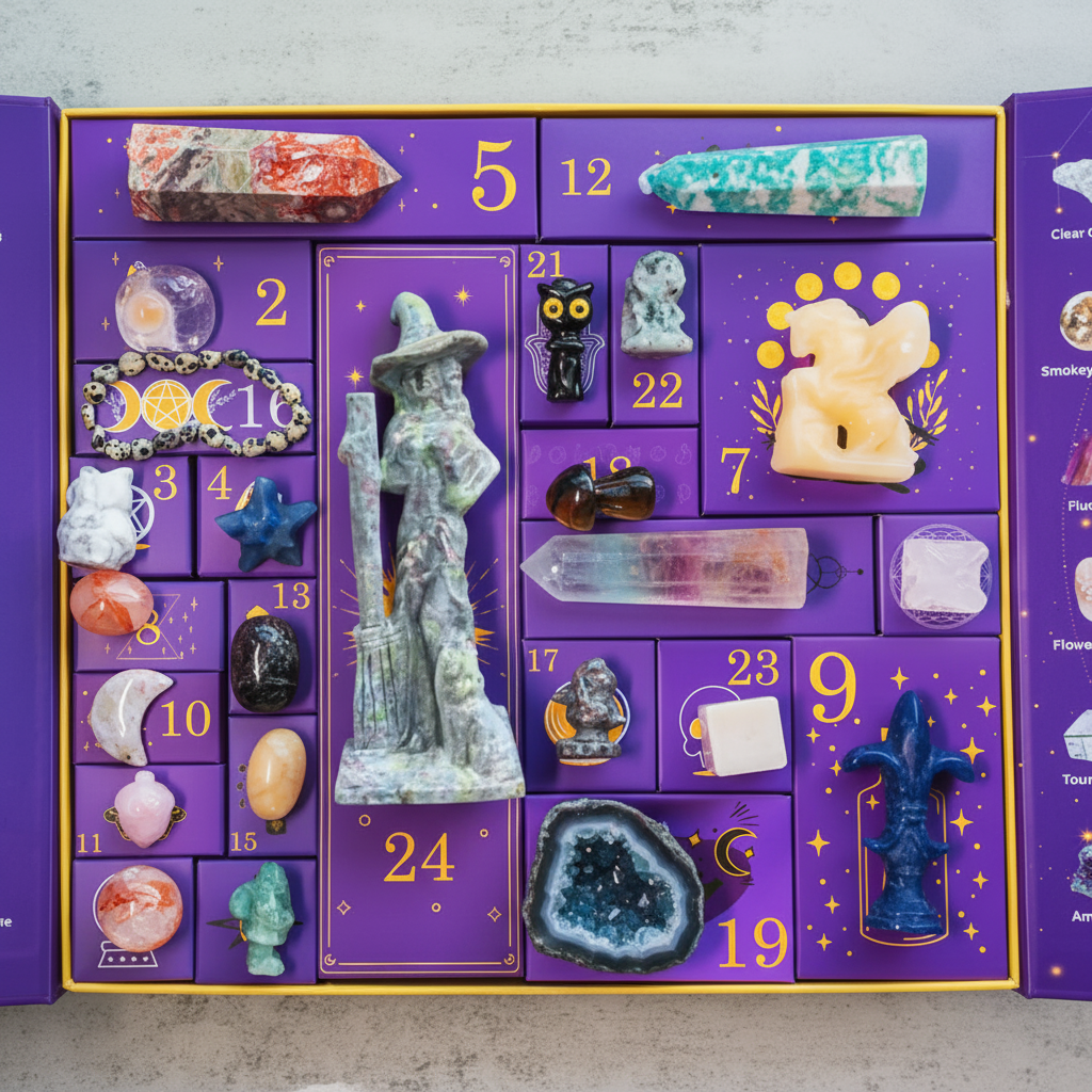 Halloween Crystal Advent Calendar with Gemstones and Zodiac Decorations