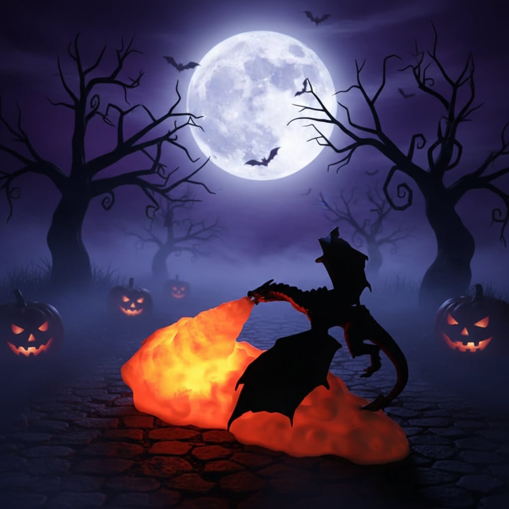 Halloween Dragon Night Light with LED Rechargeable USB Charging for Room Decoration