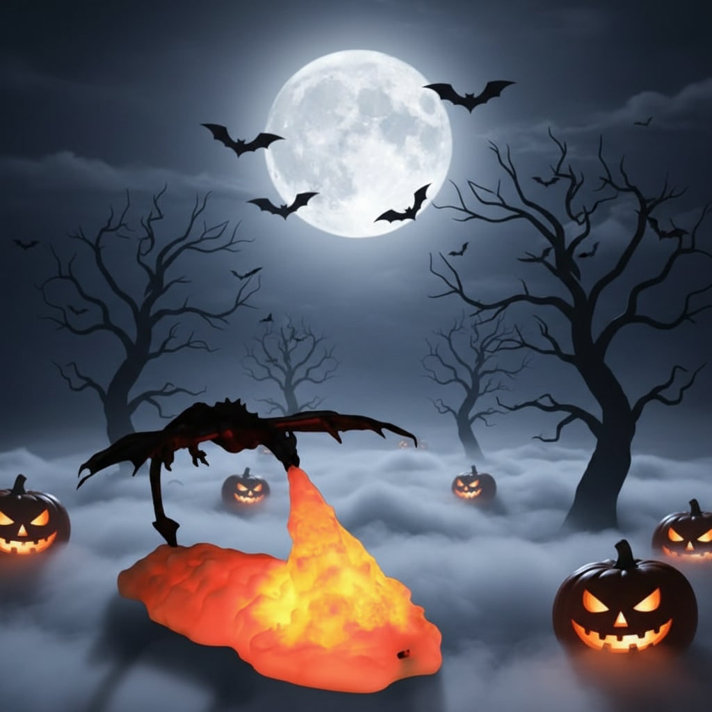 Halloween Dragon Night Light with LED Rechargeable USB Charging for Room Decoration