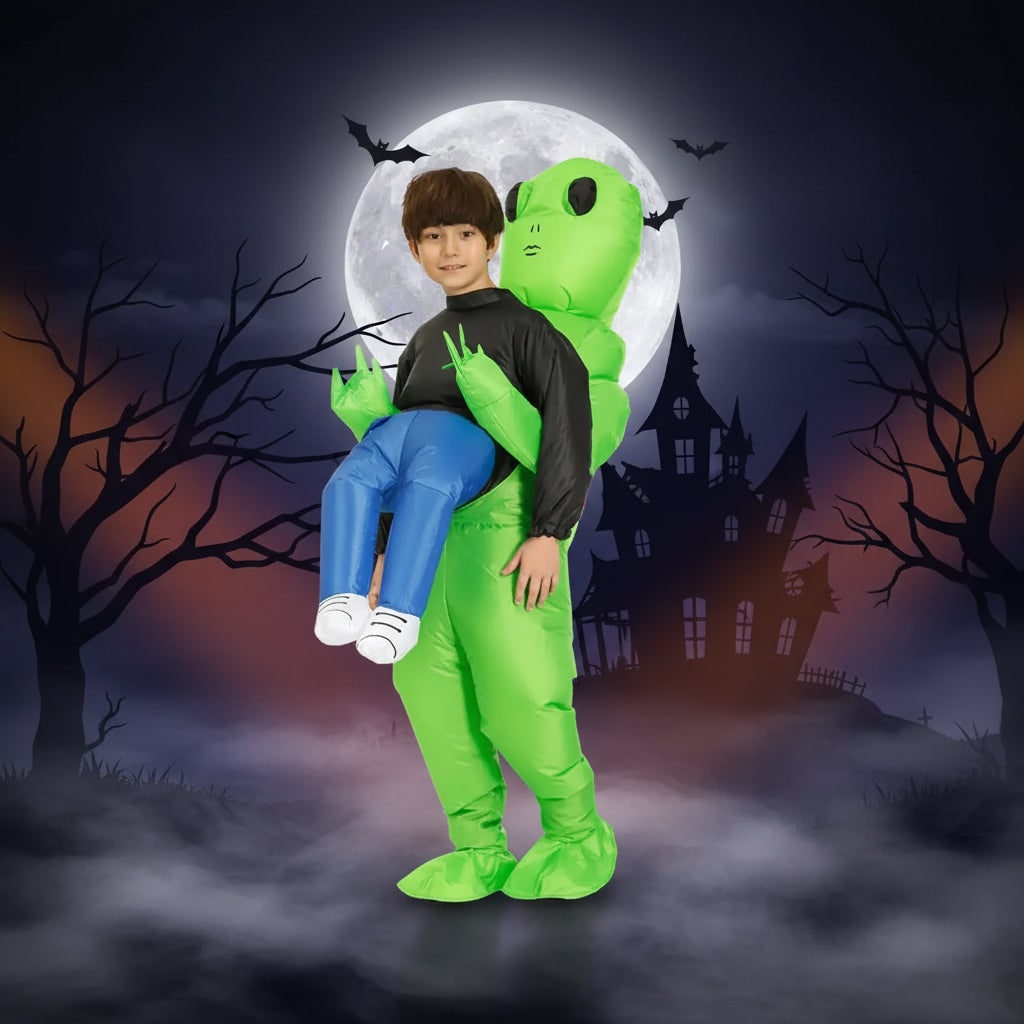 Halloween Funny Inflatable Alien Costume and Youth with Carrying Human Illusion Design