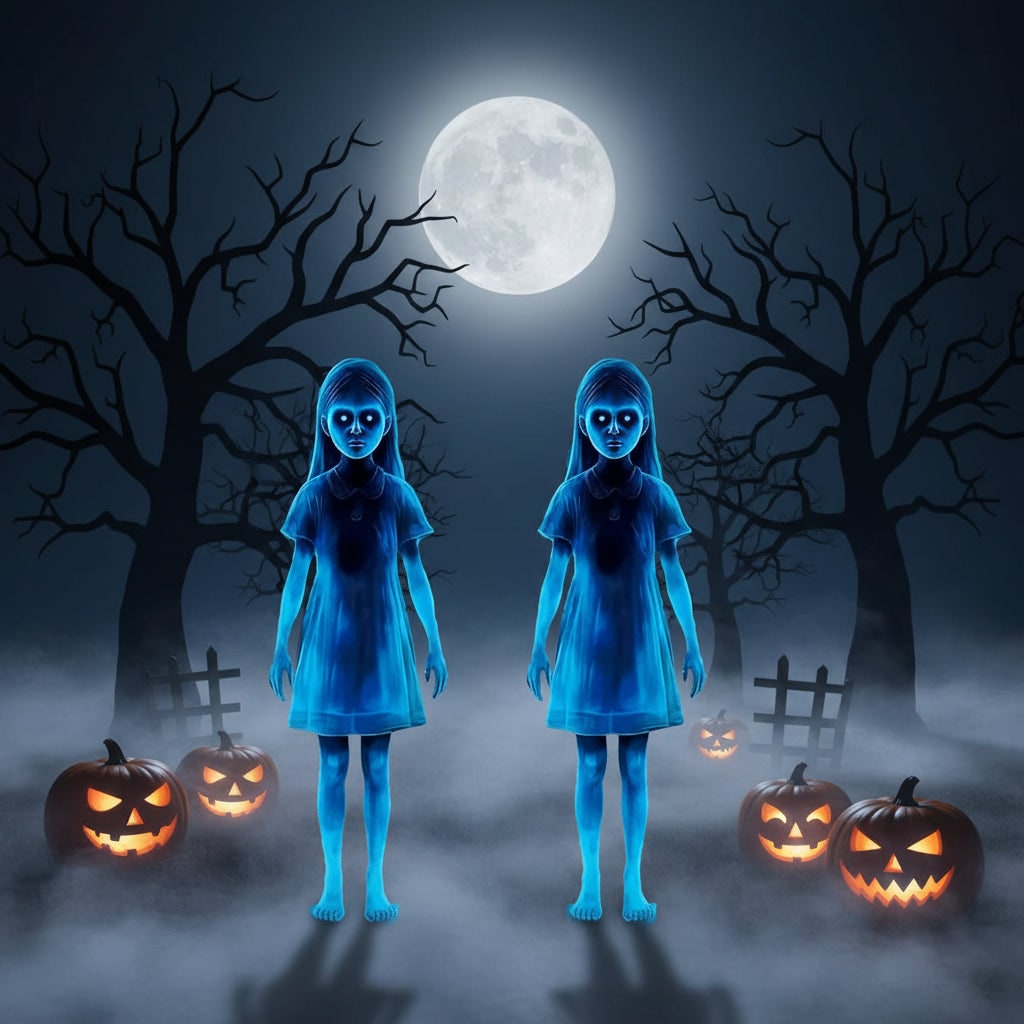 Halloween Ghost Decoration Large Outdoor Scary Figure with Glowing Blue Lights