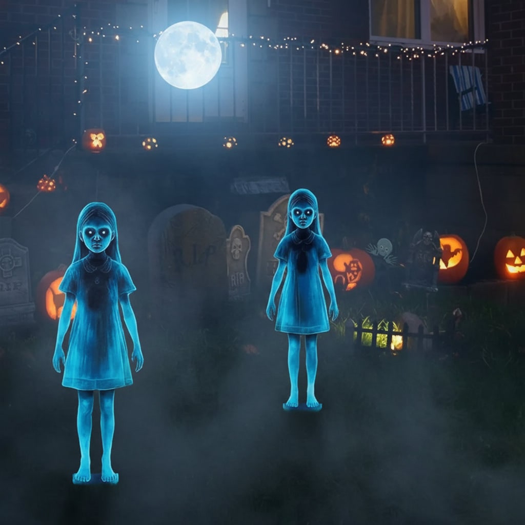 Halloween Ghost Decoration Large Outdoor Scary Figure with Glowing Blue Lights