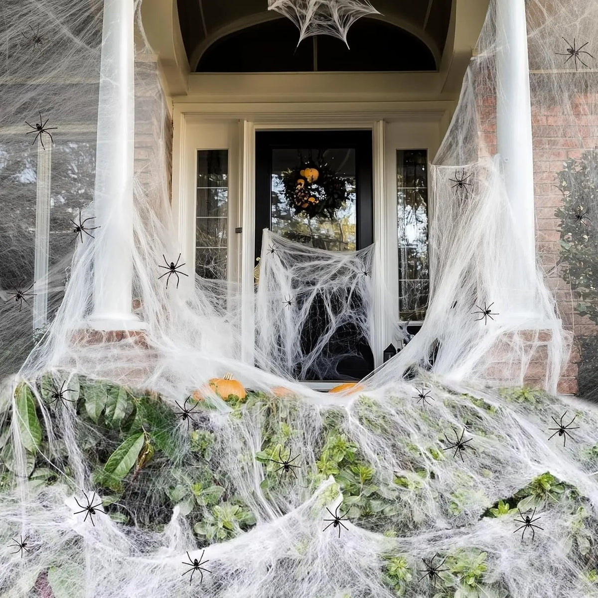 Halloween Giant Spider Web Decoration Stretchy Cobweb with Black for Outdoor Party and Haunted House