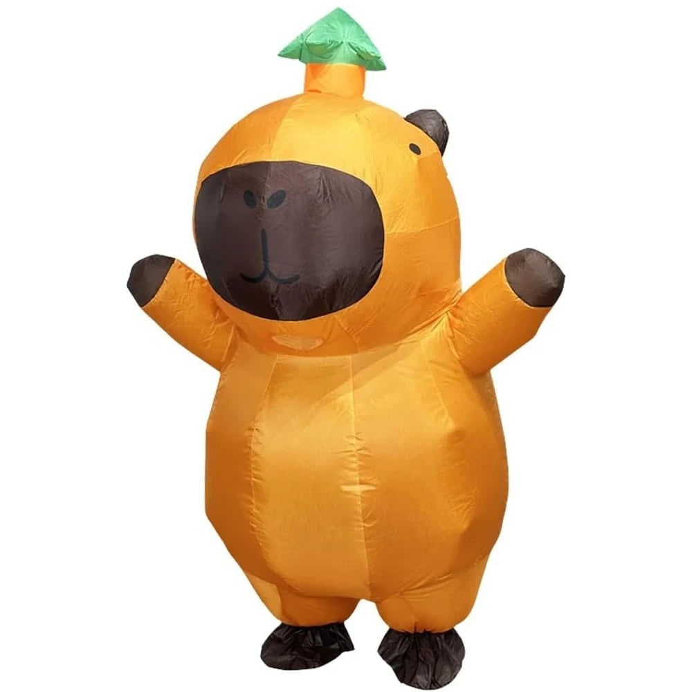 Halloween Inflatable Capybara Costume and Youth with Blower Fan and Leaf Hat