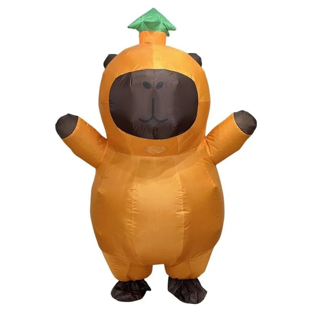 Halloween Inflatable Capybara Costume and Youth with Blower Fan and Leaf Hat