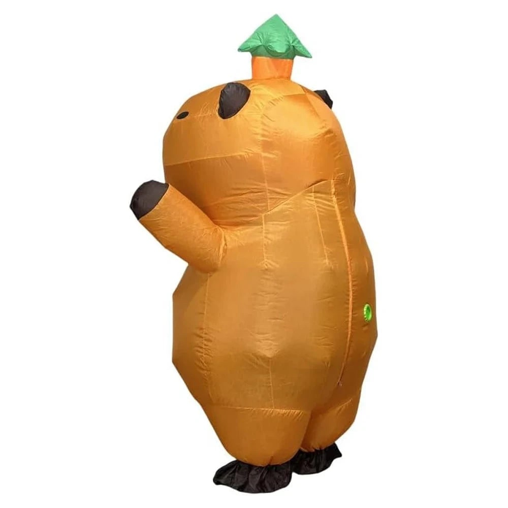 Halloween Inflatable Capybara Costume and Youth with Blower Fan and Leaf Hat