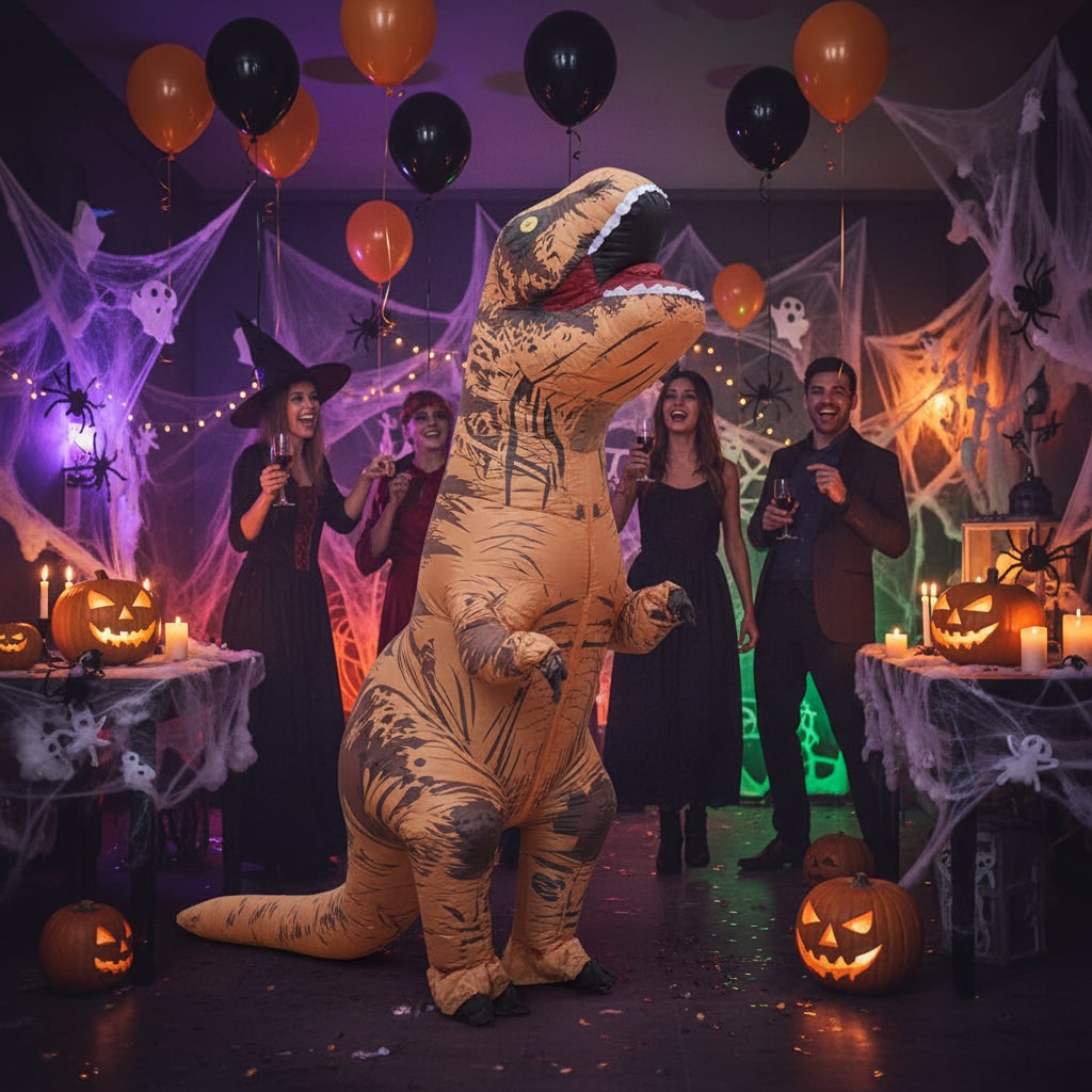 Halloween Inflatable Dinosaur Costume T-Rex Outfit with Battery Operated Fan for Party