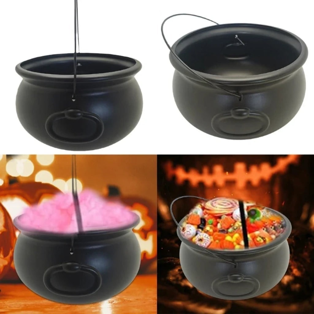 Halloween Plastic Witches Cauldron Large Black Decoration for Trick or Treat Party