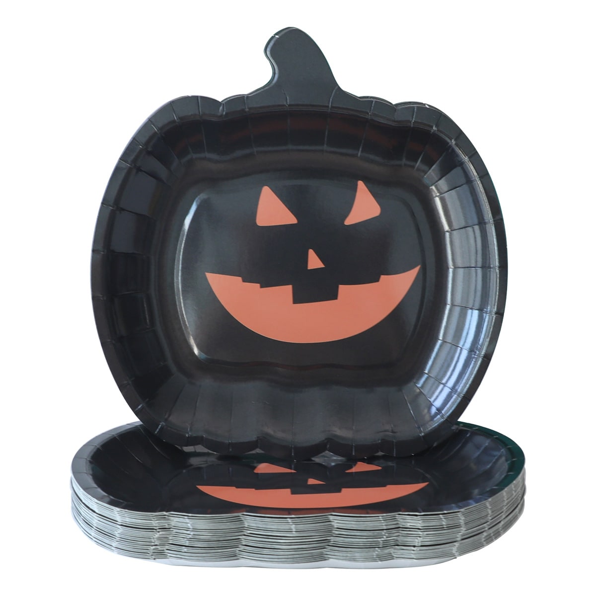 Halloween Pumpkin Disposable Paper Plates 9-Inch Jack-O-Lantern Design Tableware