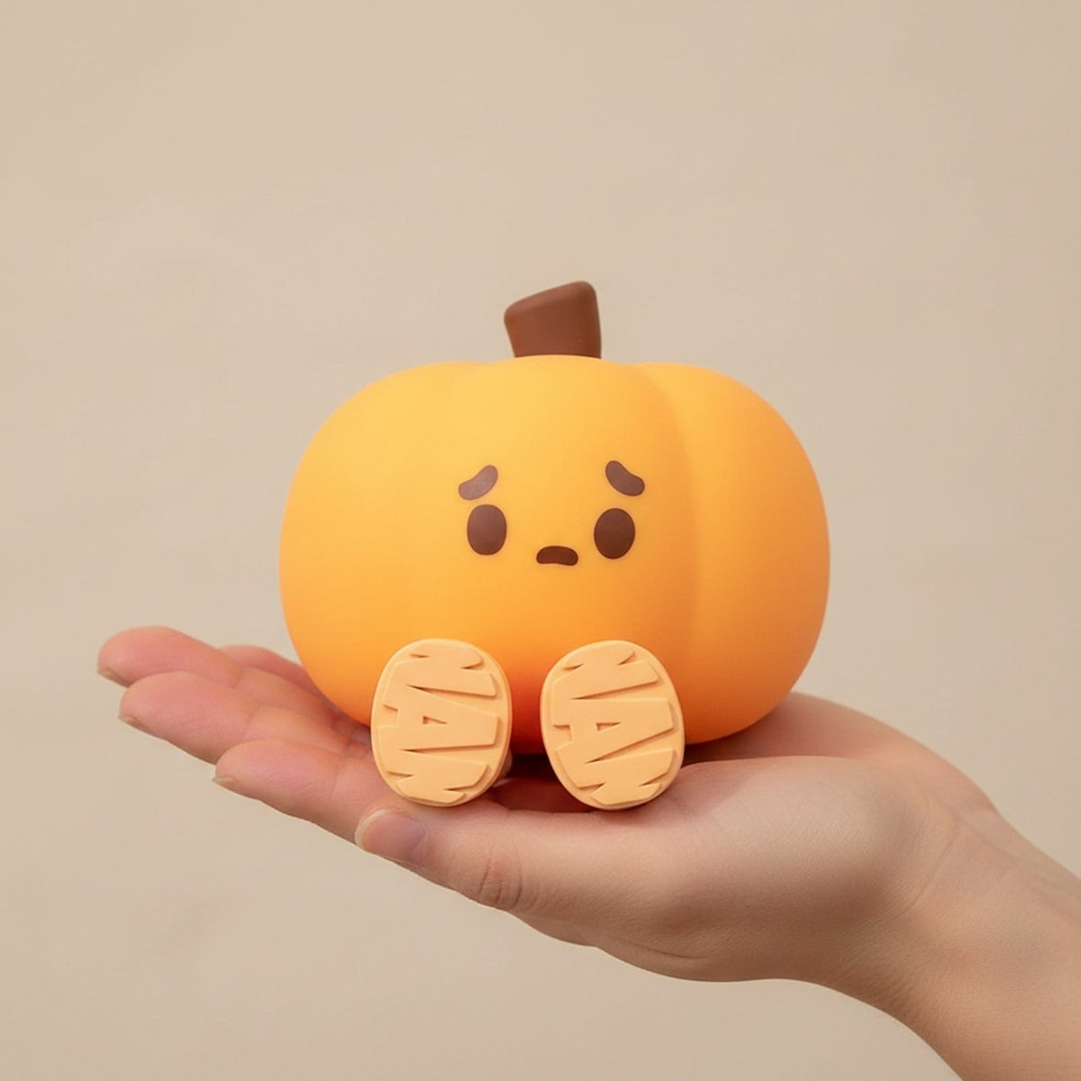 Halloween Pumpkin Night Light Rechargeable LED with Dangling Legs and Sad Face Design