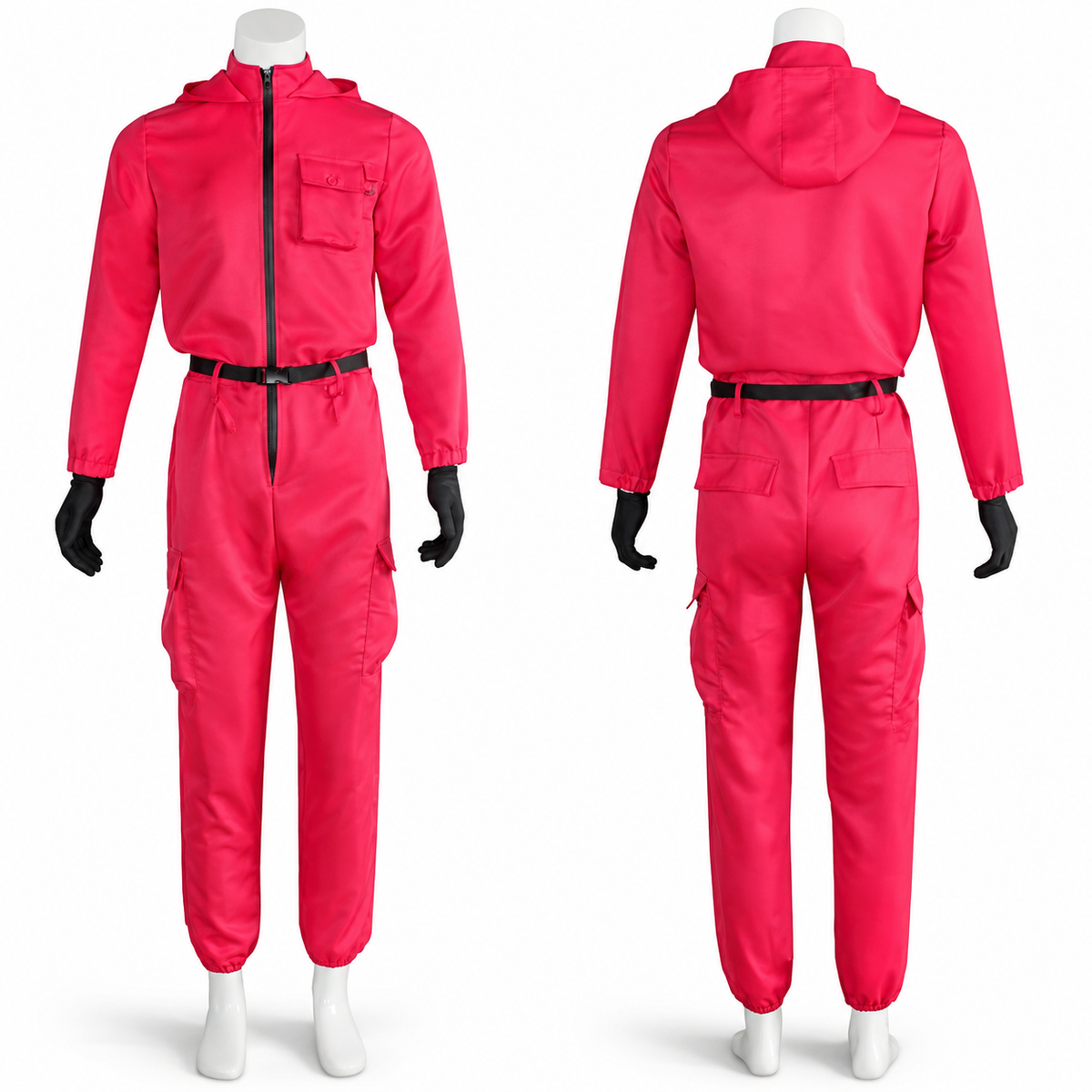 Halloween Red Hooded Jumpsuit Costume with Mesh for Party