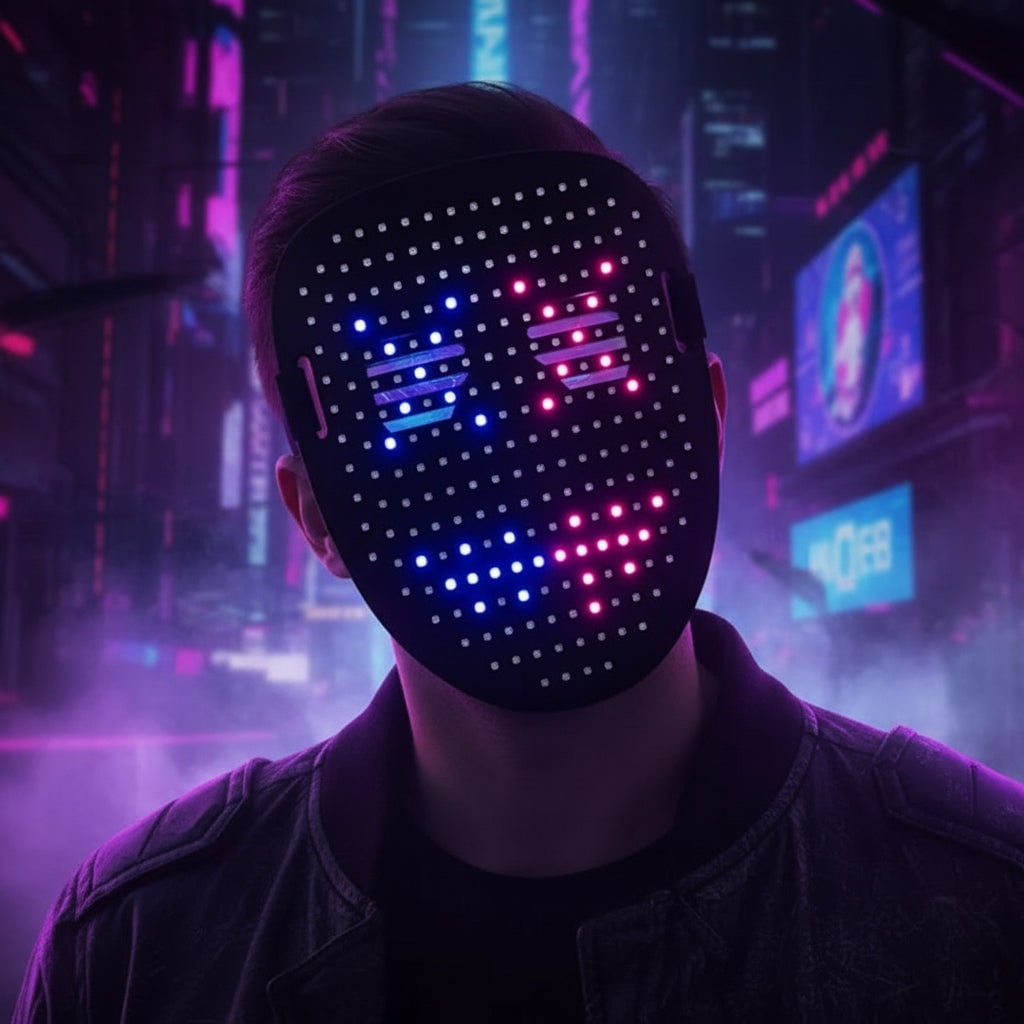 Halloween Red LED Full-Face Mask for Home Use