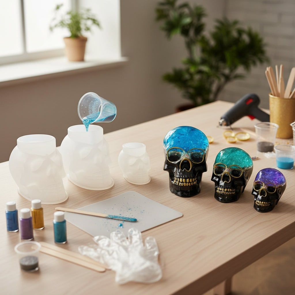 Halloween Silicone Molds for Resin and Candle Making Skull Casting Kit with 3 Sizes