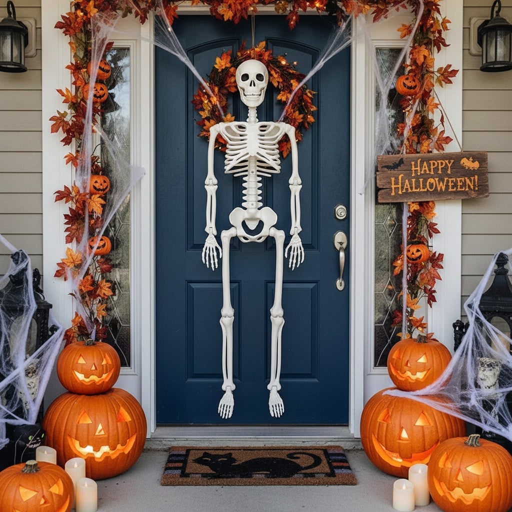 Halloween Skeleton Decoration and Prop Life-Size Poseable with Articulated Joints