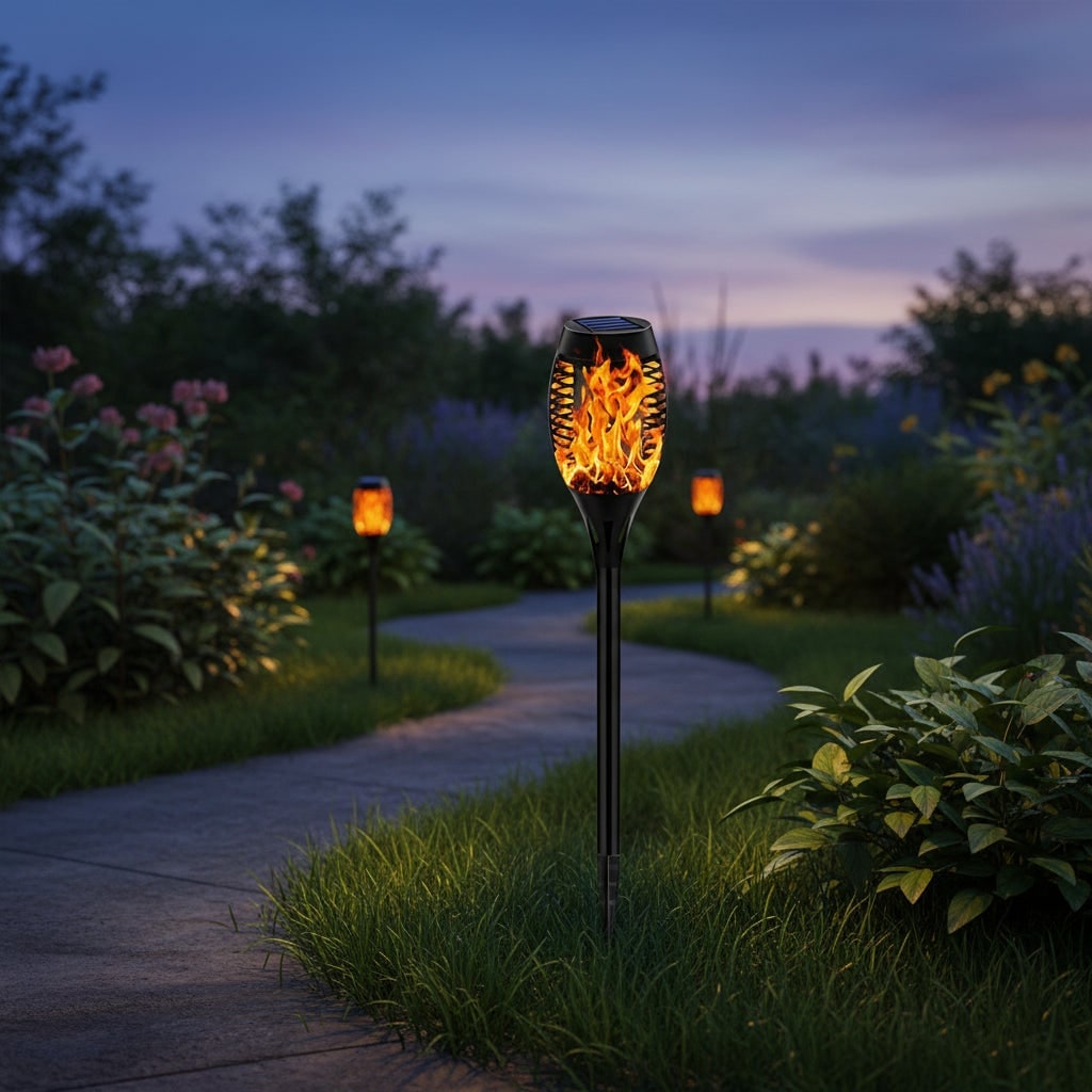 Halloween Solar Torch Lights with Flickering Flame Effect for Outdoor Yard Decoration