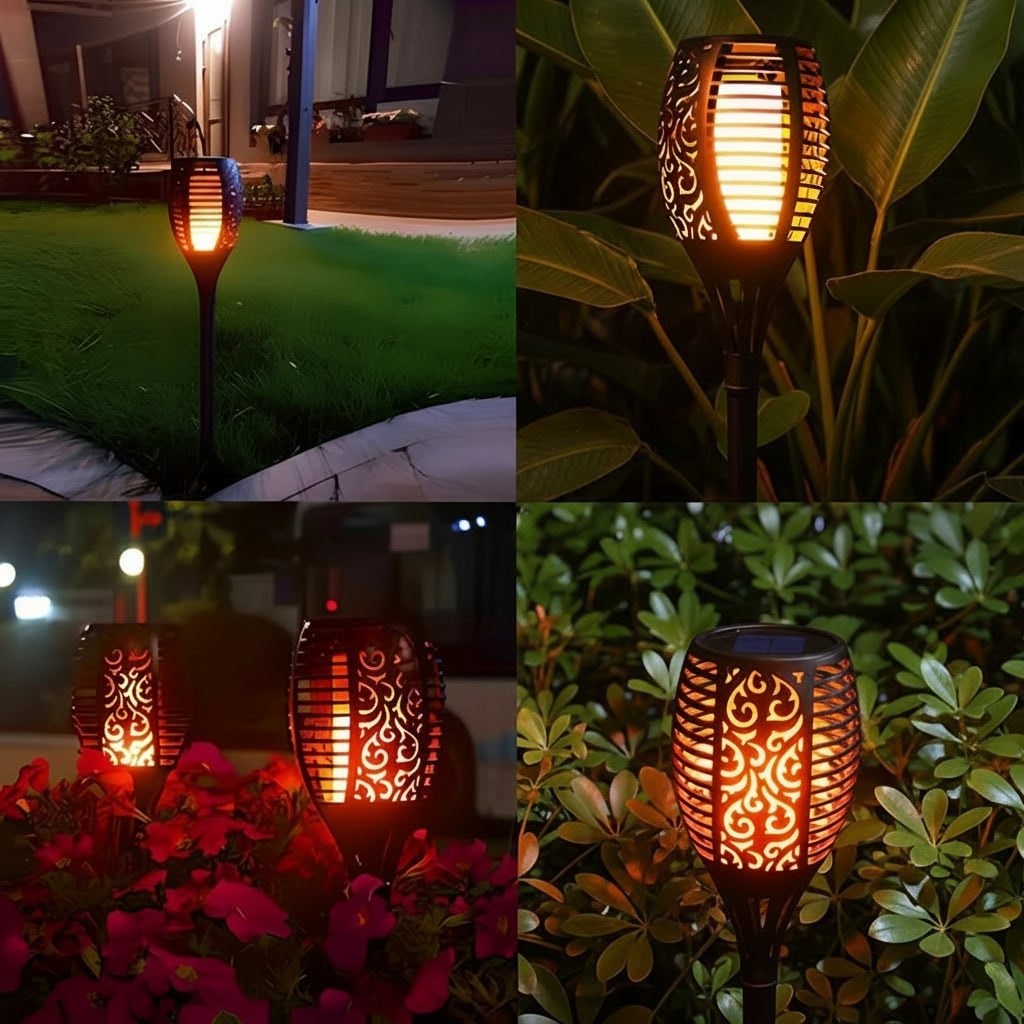 Halloween Solar Torch Lights with Flickering Flame Effect for Outdoor Yard Decoration