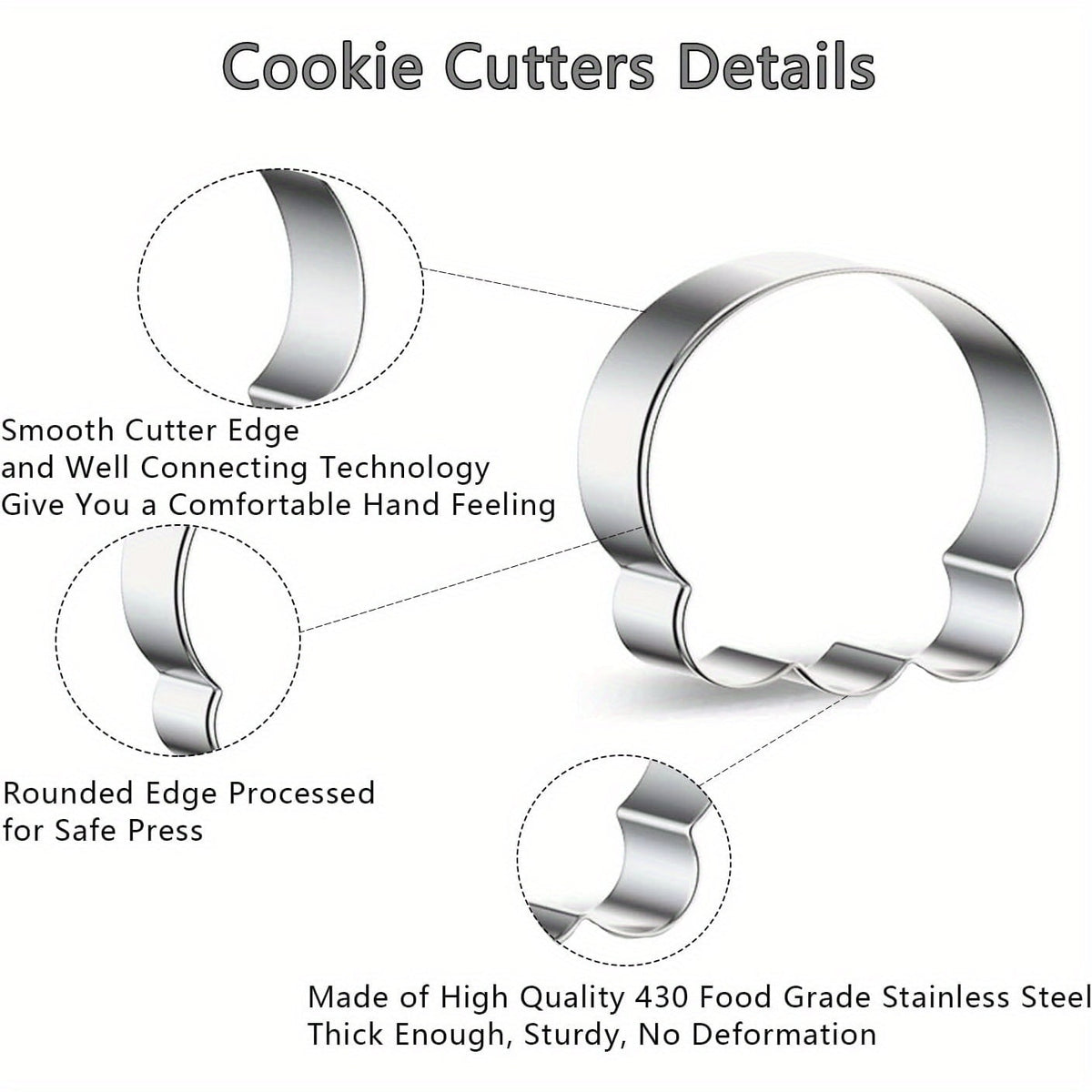 Halloween Stainless Steel Cookie Cutters Set with 7 Shapes Including Bat Ghost Pumpkin Skull